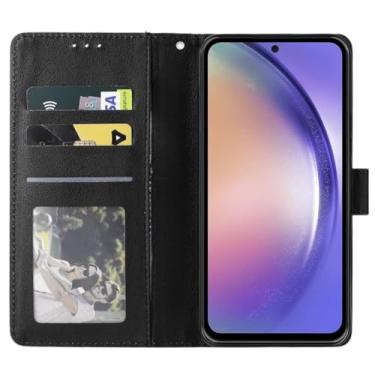 Imagem de Capa Carteira em Couro Compatível Samsung Galaxy A54 5G Flip Case Premium com Porta Cartões, Preto