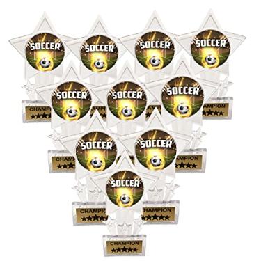 Imagem de Express Medalhas Pacote com 10 Troféus de Futebol Acrílico Campeão Prêmios Prêmios Troféu 10 PK EG180