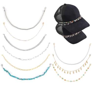 Imagem de BOXOB 9 Peças Correntes para Boné Trucker, Pingentes Removíveis Boné de Beisebol Correntes de Aba Decoração para Chapéus DIY Acessórios Joias