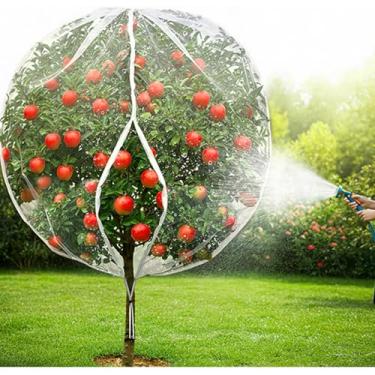 Imagem de Capa grande de rede para árvores frutíferas de 3 x 3 m com cordão e zíper, rede de malha de jardim de pássaros para cigarra/inseto/inseto/esquilo/veado, barreira de pragas de rede de plantas, pacote