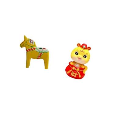 Imagem de Fenteer Ornamento de Cavalo Sueco Dala, Estatueta Colecionável de Cavalo Dalecarlian, Escultura Animal E Estátua de Cobra Do Ano Novo Chinês 2025, Ornamento D