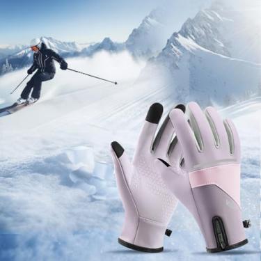 Imagem de Luvas quentes com dedos de tela sensível ao toque e faixa refletiva, luvas térmicas antiderrapantes para homens e mulheres, 1 peça (roxa)