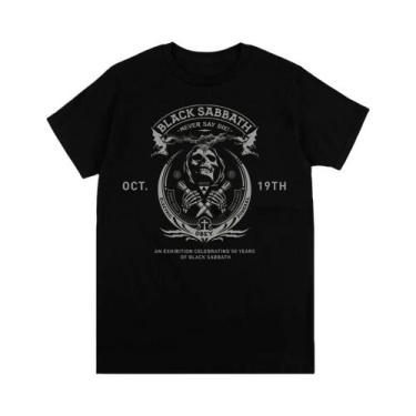 Imagem de Preto metal rock band t camisa masculina moda casual gráfico manga cur