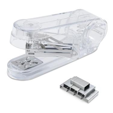 Imagem de Temiary Grampeador giratório de braço oscilante com 400 grampos, grampeadores de mesa de rotação de 360 graus para encadernação de livretos ou livros, capacidade para 25 folhas para mesa, sala de aula