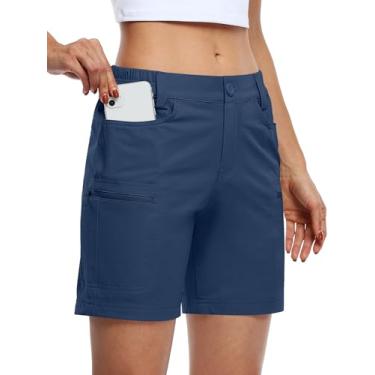 Imagem de Willit Short feminino de golfe para caminhada de 17,78 cm elástico Qucik Dry com bolsos cargo resistente à água ao ar livre verão, Azul marinho, XGG