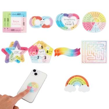 Imagem de 18 adesivos sensoriais de ansiedade, 9 estilos de adesivos sensoriais coloridos arco-íris texturizados tiras calmas táteis ásperas para mesa fidget anti estresse adesivos para adultos adolescentes