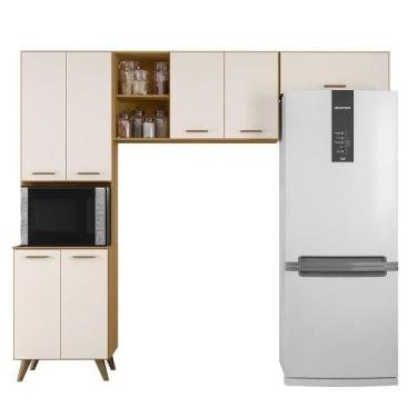 Imagem de Armario de Cozinha Olinda com 7 Portas - Poliman, Freijo UV/Off Acetin