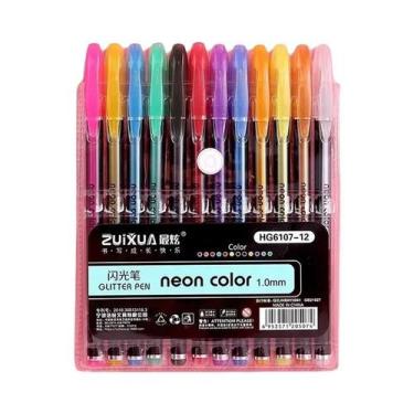 Imagem de Canetas De Gel Com Glitter Metálico, Conjunto De 12/24 Peças Para Esco