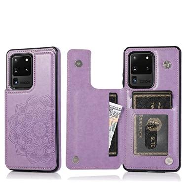 Imagem de Carteira da moda capa traseira de couro capa para telefone para Samsung Galaxy S21 Ultra S20 FE S10 S9 S8 Plus S7 Edge Note 20 10 9 8, Roxo, Para Samsung S7 Edhe