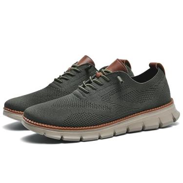 Imagem de Wearbreeze Tênis Oxford masculino casual de negócios – Sapatos sociais leves com cadarço para trabalho, viagens e deslocamento diário, Verde, 43