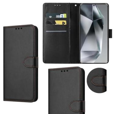 Imagem de Capa Carteira em Couro Compatível Samsung Galaxy S24 Ultra Flip Case Premium com Porta Cartões, Preto