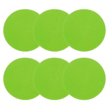 Imagem de PATIKIL Marcadores de poliéster de 23 cm, 6 peças de pontos de borracha antiderrapantes com bolsa de armazenamento, cones planos de agilidade para treinamento esportivo, basquete, futebol, verde