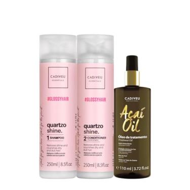 Imagem de Kit Cadiveu Essentials Quartzo Shine Shampoo Condicionador e Açaí Oil 110 (3 produtos)