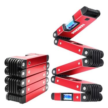 Imagem de Prowin Ferramenta multifuncional dobrável de 71 cm, régua magnética dobrável com frascos de 45°/90°/180°, ferramenta de medição de ângulo compacta e precisa para marcenaria, construção, projetos faça