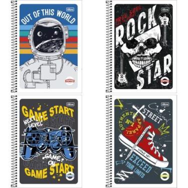 Imagem de Caderno 1X1 Flexível Pepper Masculino 80 Folhas Pacote com 04 - Tilibr