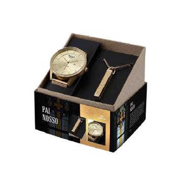 Imagem de Kit De Relógio Seculus Feminino Pai Nosso - 44041Gpskda1K1