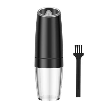 Imagem de DJAPWPX - Conjunto de moedor de sal e pimenta, conjunto de saleiro de aço inoxidável, moedor de sal e pimenta, moedor de sal elétrico ajustável com luz LED para festa (preto)