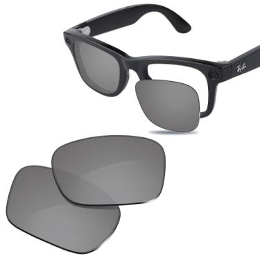 Imagem de Glintbay Lentes de óculos de sol de substituição 100% precisas para Ray-Ban Meta Wayfarer RW4006 50 mm - Espelhado prateado metálico polarizado