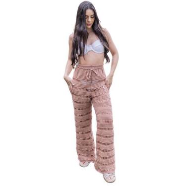Imagem de Saída de Praia Feminina Calça Tricot Tamanho Único Verão 26 - Sem Marc
