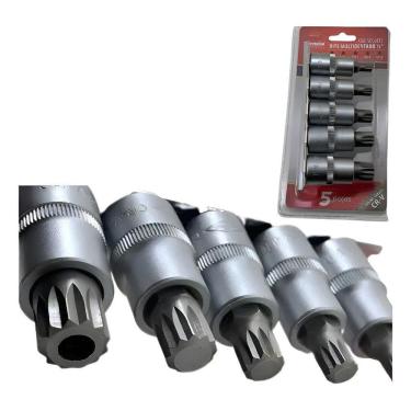 Imagem de Jogo Soquete Bits Multidentado 1/2Pol Com 5 Peças Corneta