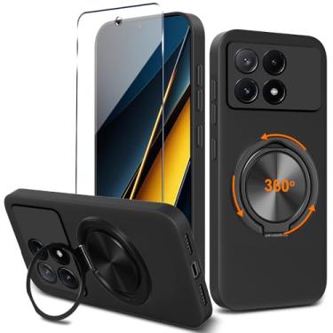 Imagem de Capa de telefone compatível com Xiaomi Poco X6 Pro 5G / Redmi K70E 5G com protetor de tela, suporte de anel giratório de 360° Suporte/suporte TPU Silm Fit Capa protetora para Xiaomi Poco X6 Pro 5G