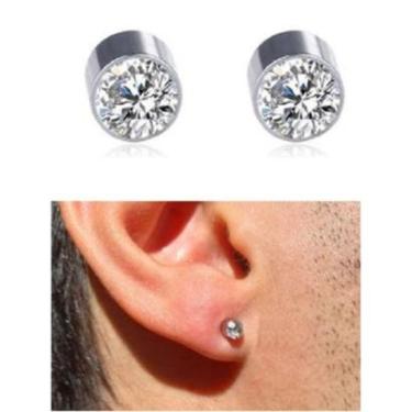 Imagem de Brinco Pressão Magnético Ímã Masculino Ponto de Luz 4mm Aço Pequeno-Unissex