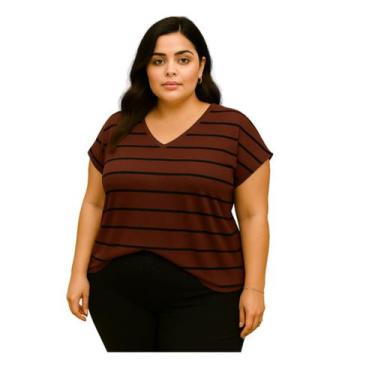 Imagem de Blusa Plus Size Feminina Elegante Basica Moda Evangelica Gola V Casual