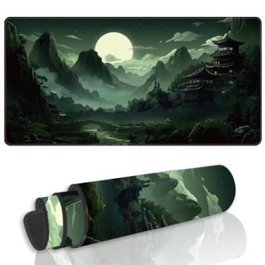 Imagem de WEBEEDY Mouse pad estendido para jogos, montanha sombria, grande, tapete de mesa com base de borracha antiderrapante, mouse pad com bordas costuradas para trabalho, casa, escritório, 80 x 40 cm