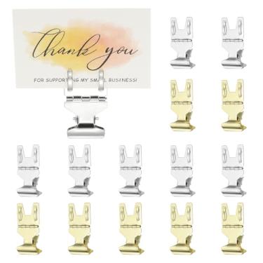 Imagem de PATIKIL 20 peças de clipes de sinal, clipe de suporte de placa de metal, suporte giratório, suporte para exibição de etiquetas de preço de mercadoria de supermercado, varejo, roupas, dourado, prata