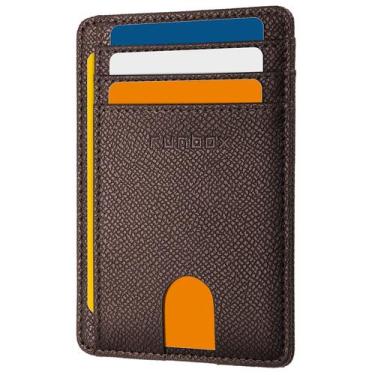 Imagem de Porta-cartões de bloqueio RFID Wallet RUNBOX Slim Leather