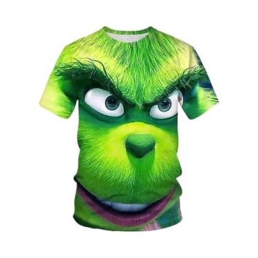 Imagem de Camiseta Masculina Verde Estampada Em 3D Do Monstro Grinch De Natal Ma