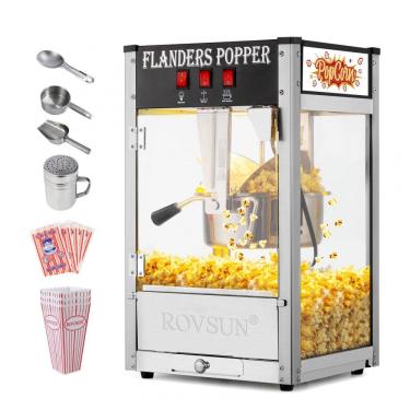 Imagem de Pipoqueira Elétrica Profissional Produz até 32 Xícaras de Pipoca, Aço Inoxidável, 110V 850W, ROVSUN