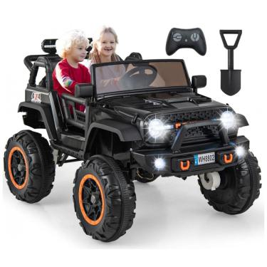 Imagem de Carro Elétrico Infantil 2 Lugares OLAKIDS Preto 24V 2WD/4WD Jeep 4x550W Controle Remoto LED Suspensão Música 20" Assento Duplo