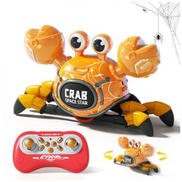 Imagem de Robô Caranguejo RC Amarelo – WINJOYMAX, Controle 2,4 GHz com Rotação 360°, Luzes LED e Música para Crianças