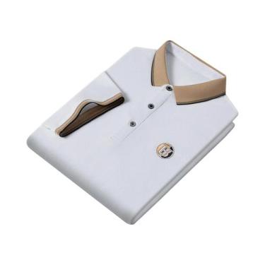 Imagem de Camisa Polo Masculina De Verão Casual De Negócios Em Seda Gelada Respi