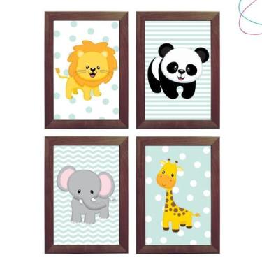 Imagem de Kit 4 Quadros Decorativos Infantil bichinhos da floresta - Creative Ca