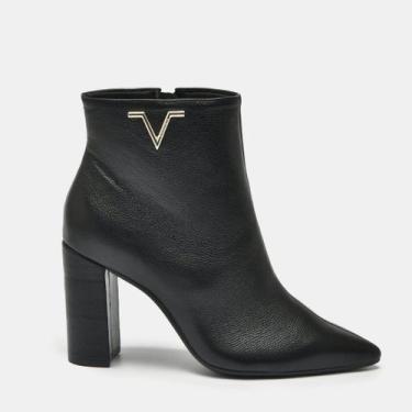 Imagem de Bota Cano Curto Em Couro Feminina Via Marte 063012-01, Preto, 37
