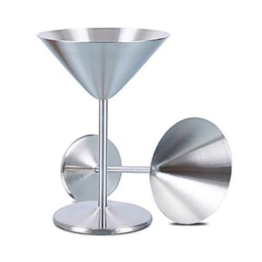 Imagem de Yajun Copos de vinho para coquetel de aço inoxidável para taça de vinho, champanhe, copos para bebida, artigos de festa, 2 peças, prata