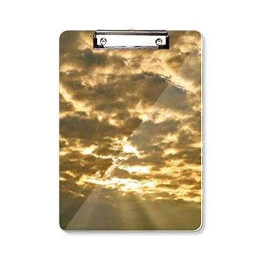 Imagem de Prancheta de prancheta Dark Sky Sunshine com nuvens amarelas A4