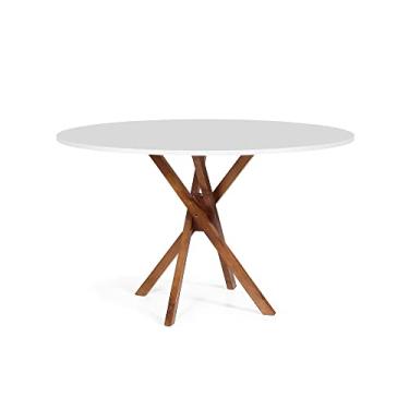 Imagem de Mesa de Jantar Redonda 4 Lugares 90cm em Madeira June Branca - Straub Web