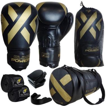 Imagem de Kit Boxe Muay Thai Luva + Bandagem + Bucal + Bolsa - Olimpo Esportes