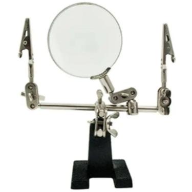 Imagem de Lupa De Bancada Mesa Com Suporte Pinça Lente De 6 Cm