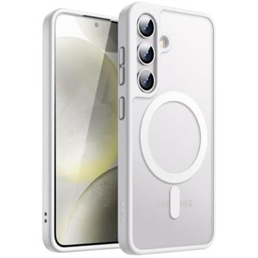 Imagem de JETech Capa Magnética para Samsung Galaxy S24 5G, Compatível com MagSafe, Case Capinha para Translúcida Fosca Traseira à Prova de Choque (Prata)