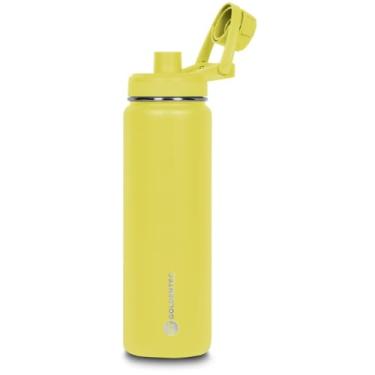 Imagem de Garrafa Térmica Inox Goldentec Termic 750ml para bebidas quentes ou frias com tampa bico e base emborrachada chás sucos sopas mates shakes água Amarelo