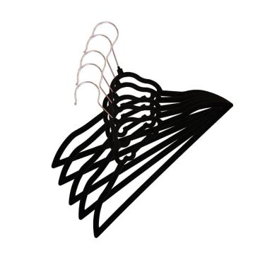 Imagem de Cabide Veludo Vizapi Infantil BebêVelvet C/ 5 33X21Cm Com Barra Para Calça Carro Preto