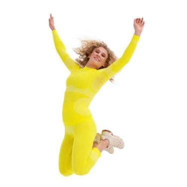 Imagem de UltramaxCELL Camisa de compressão feminina de manga comprida Functional Sportswear 88120, Amarelo e branco., M