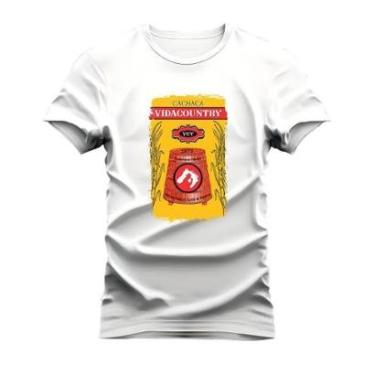 Imagem de Camiseta Plus Size Algodão Confortável Malha Mácia Estampada Cachaça Vida Country-Unissex