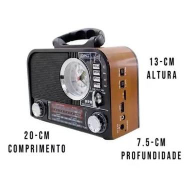 Imagem de Radio Relogio Retro Bluetooth Am/Fm Cartão Memoria Bivolt Le643