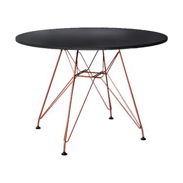 Imagem de Mesa Eames Cobre Tampo Redondo de Madeira Preto 90 Cm