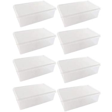 Imagem de 8 Caixas Organizadoras Plásticas 3,5L Tampa Hermética Retangular Plasvale